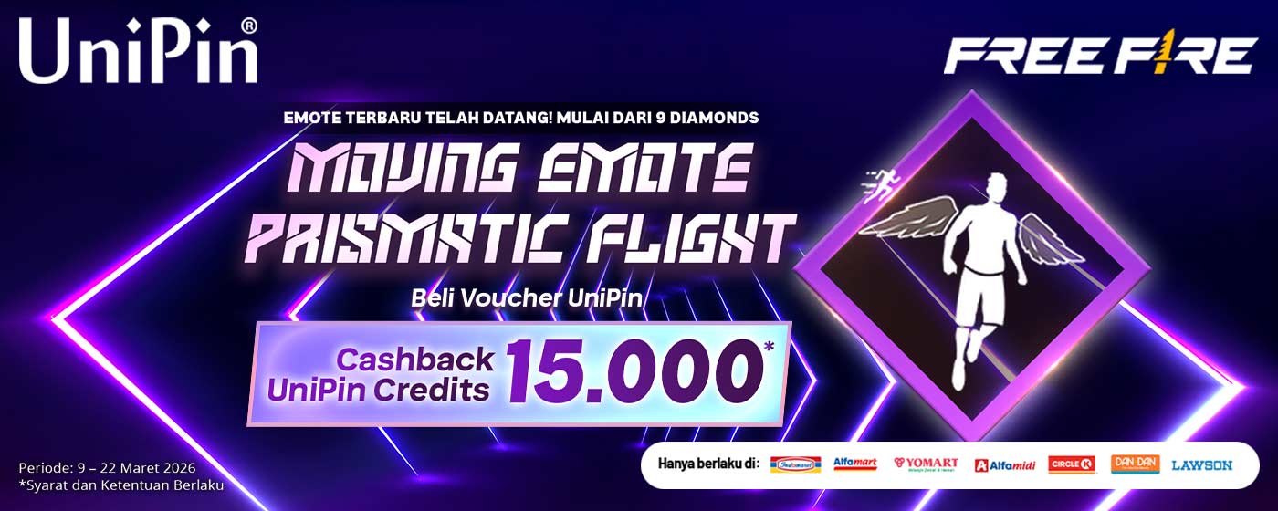 Prismatic Flight Hadir di Free Fire! Top Up Sekarang & Nikmati Cashback hingga 15.000 UniPin Credits